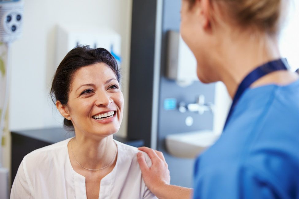 Woman at doctor's office